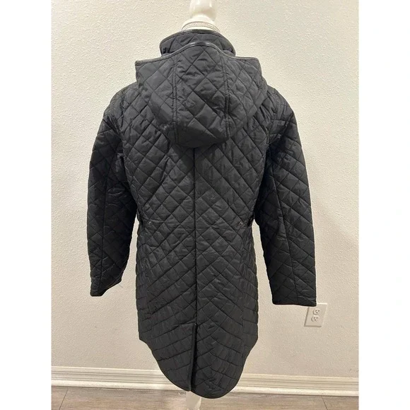 Lauren Ralph Lauren Black Diamond Quilted Hooded Parka Jacket Womens Size Medium - Picture 4 of 10